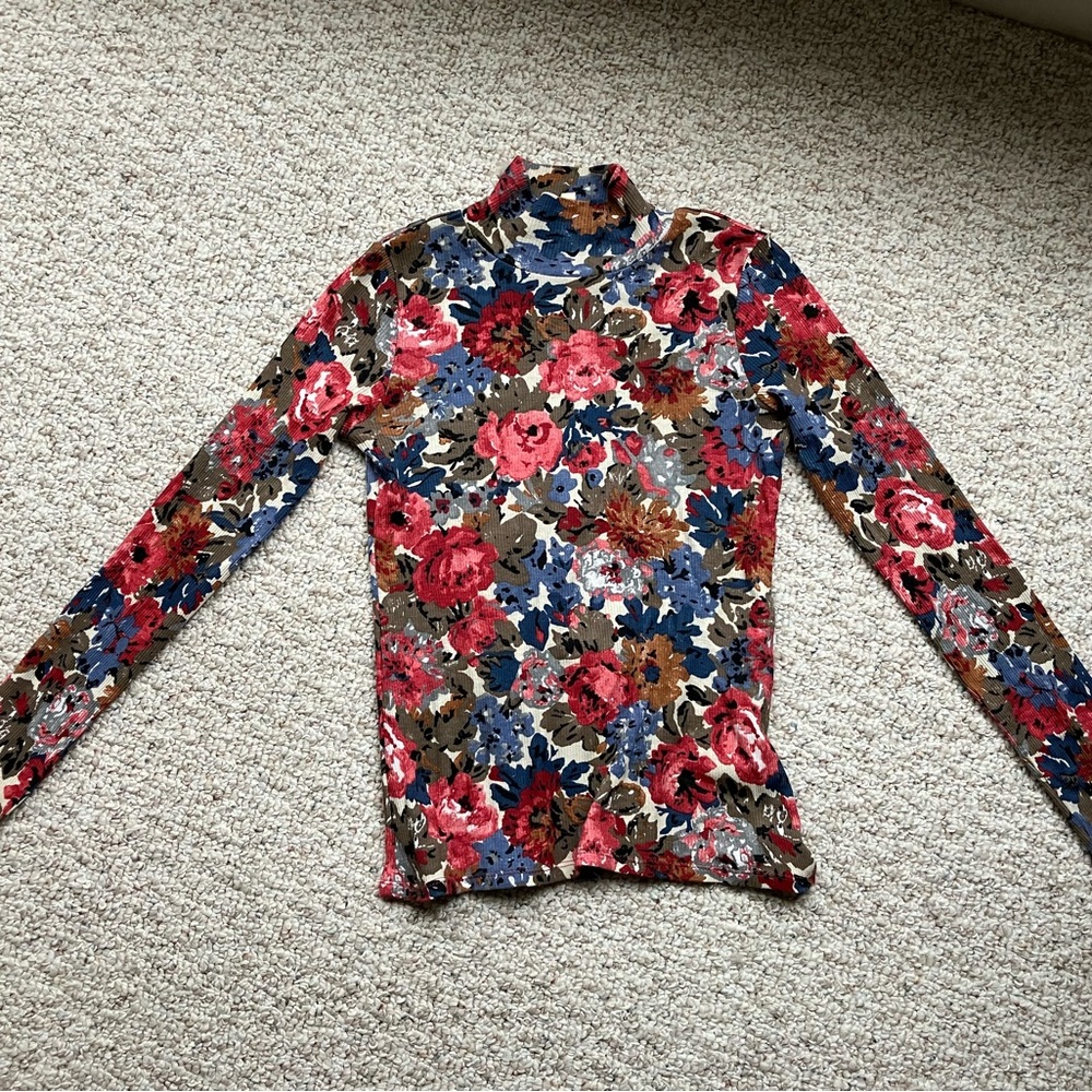 Sezane Felix Jumper Turtleneck Multicolor October Flowers Size XS EUC